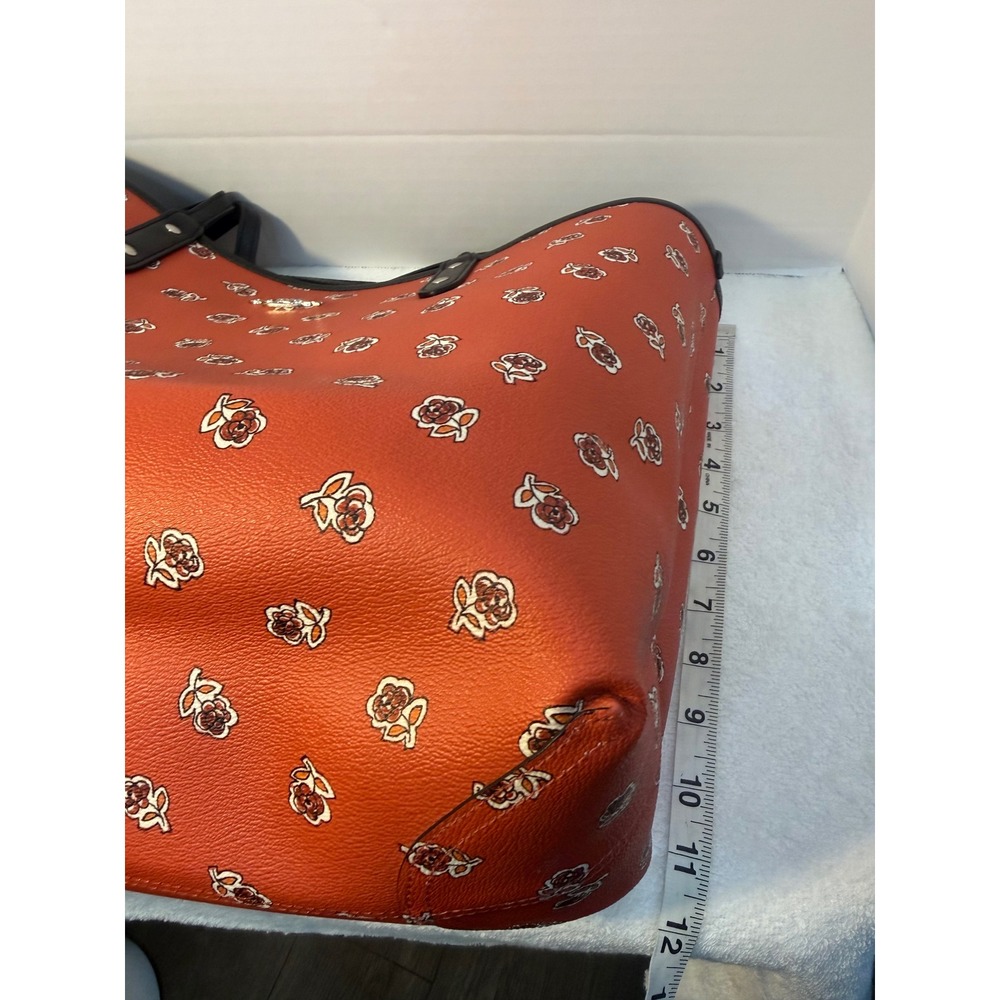Coach City Tote Orange Rose Floral Print Crossgrain Leather Bag F31207 - Picture 8 of 9